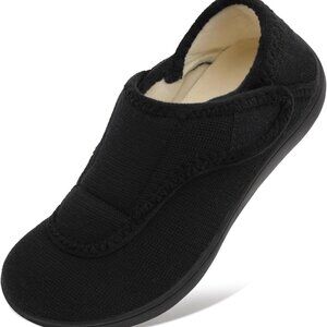 Womens Wide Diabetic Slip-On Slippers Rubber Sole Non Slip House Shoes